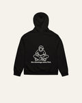 melowear the drawings come first hoodie, back print: a kid on the floor with a sketchbook, drawing