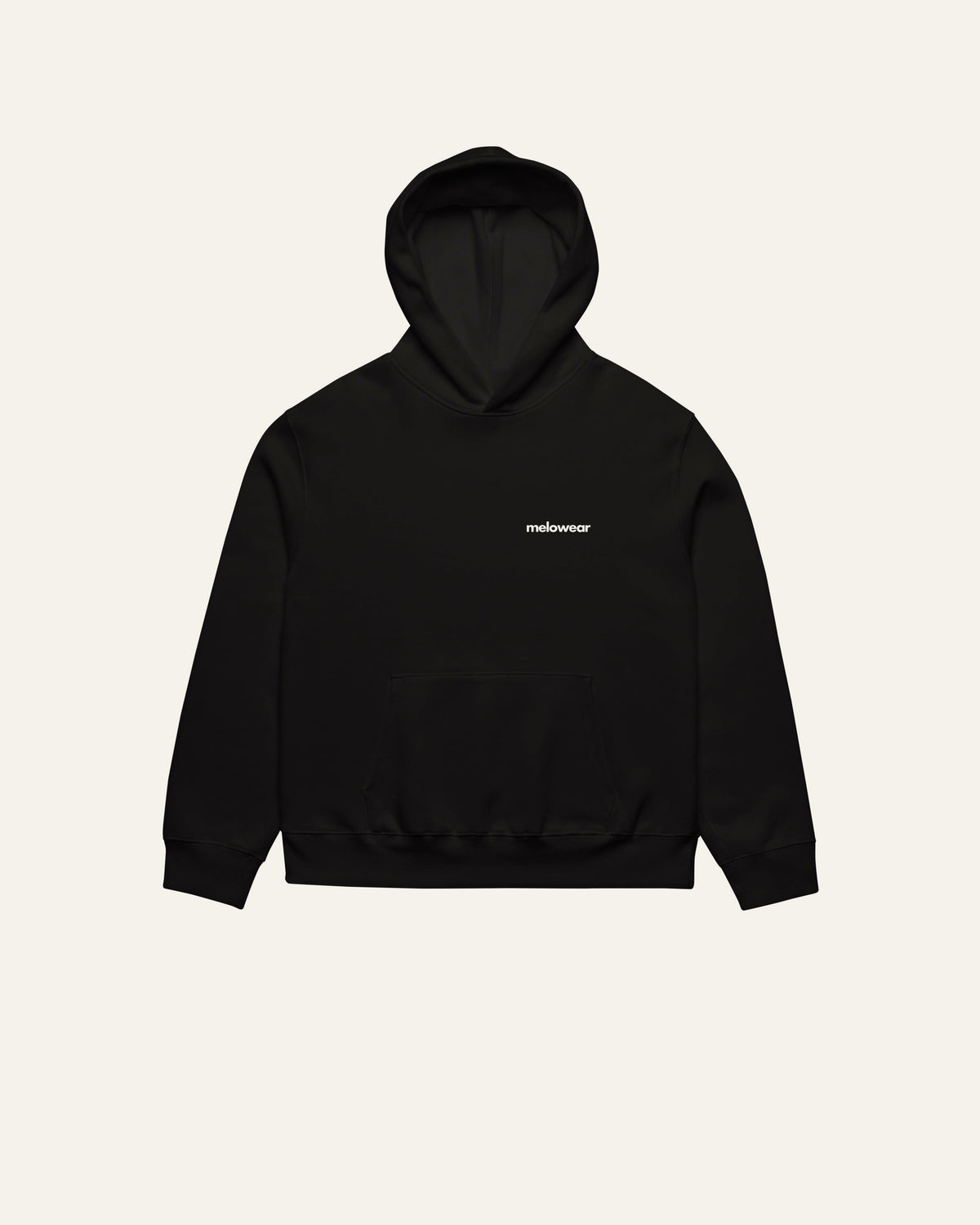 melowear the drawings come first hoodie, front with the wordmark small on the chest