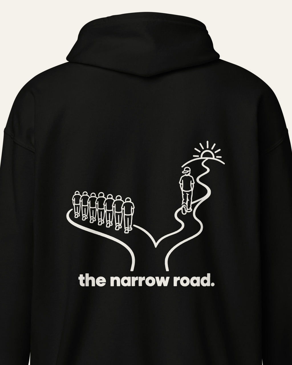 melowear the narrow road zip hoodie, detail of the back print