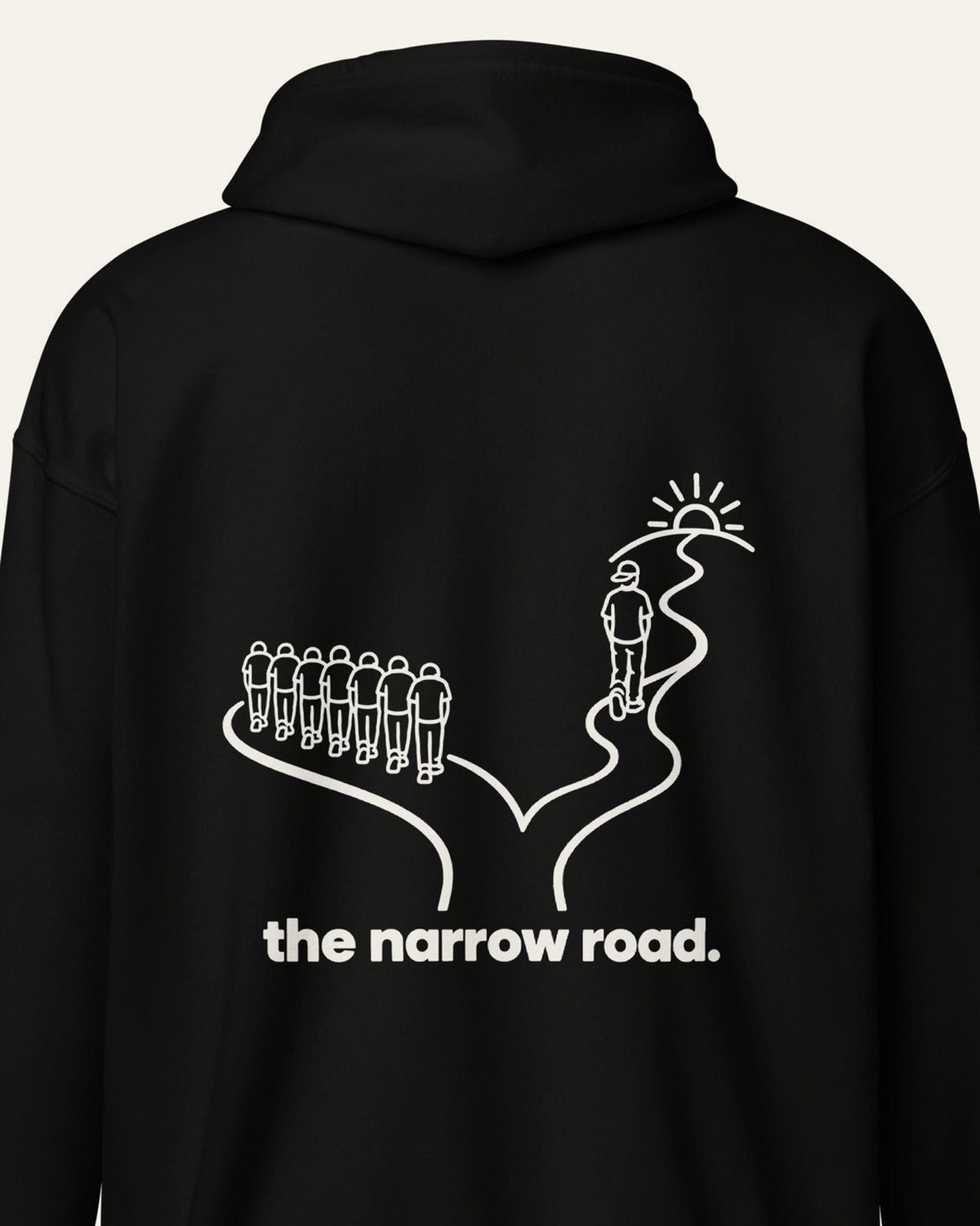 melowear the narrow road zip hoodie, detail of the back print