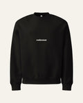melowear basic crew in black, wordmark small on the chest